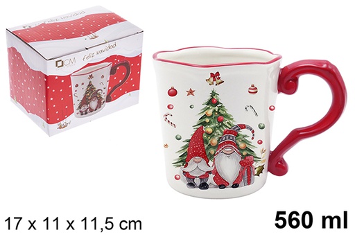 [120149] Taza cerámica Navidad decorada elfo 560 ml