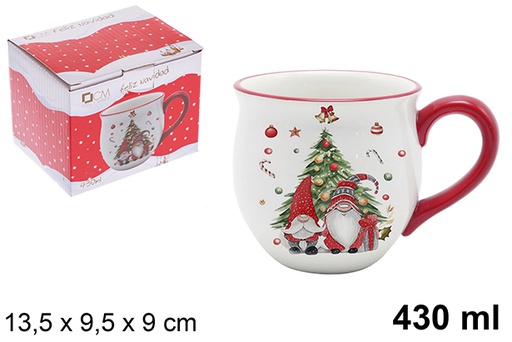 [120150] Caneca de cerâmica natalina decorada elfo 430 ml