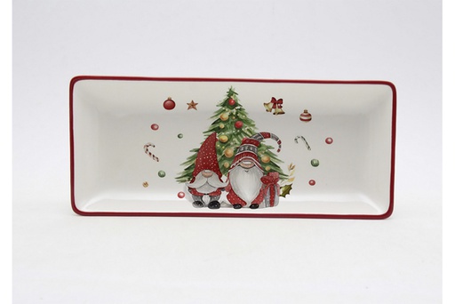 [120156] Bandeja de cerâmica retangular de Natal 28x12 cm