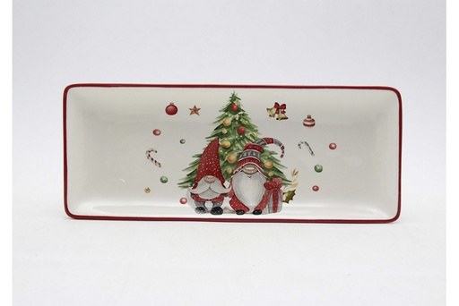 [120157] Rectangular ceramic Christmas tray 33x13 cm