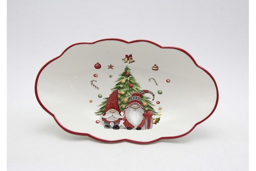 [120160] Ceramic oval Christmas serving tray 31x17 cm