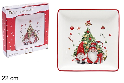[120181] Bandeja cerámica Navidad decorada elfo 22 cm