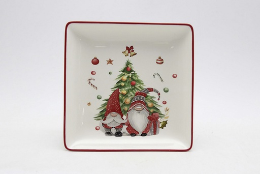 [120181] Square ceramic Christmas tray 22 cm