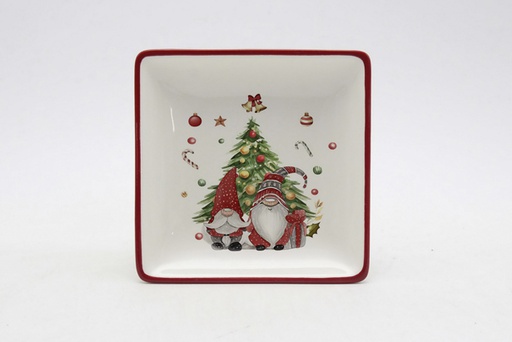 [120182] Square ceramic Christmas tray 15cm 