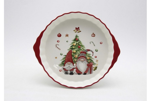 [120185] Round ceramic Christmas tray 29x25 cm