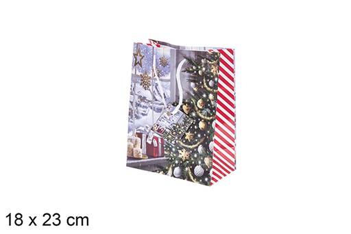 [120238] Christmas bag decorated with reindeer 18x23 cm