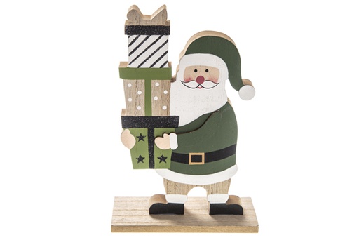 [120300] Figura madera Papa Noel Navidad verde 24 cm