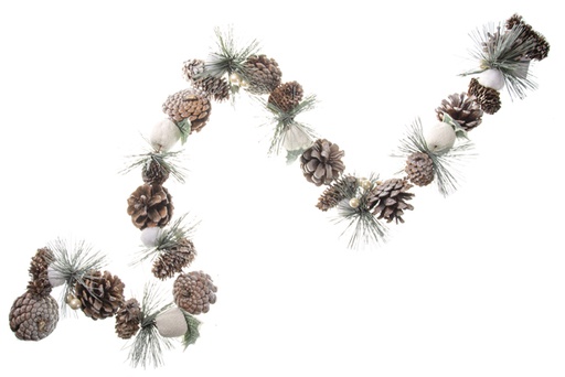 [120360] Christmas pendant with pine cones, green leaves and apples 1,5 m