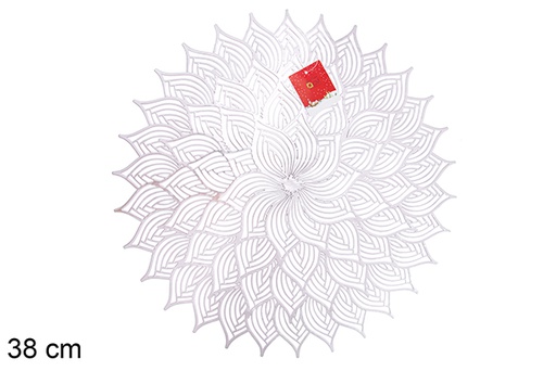 [120364] Dessous de plat PVC fleur argent 38 cm