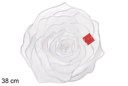 [120377] Nappe PVC fleur rose argent 38 cm