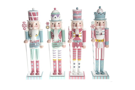 [120410] Colored wooden nutcracker 4 assorted models 38 cm