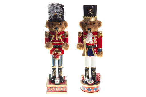 [120429] Wooden bear nutcracker 2 assorted models 36 cm