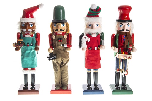 [120433] Wooden nutcracker 4 models assorted 36 cm