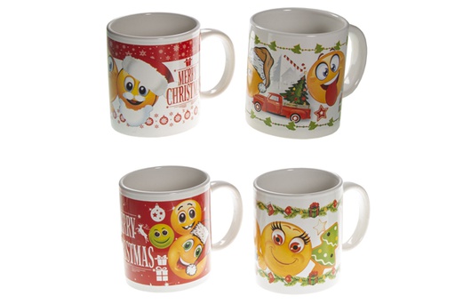 [120435] Mug en céramique décoration de Noël visages 9,5 cm