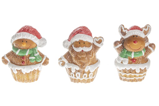 [120476] Ceramic figure Christmas muffin assorted