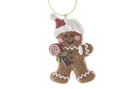 [120477] Gingerbread cookie resin pendant with lollipop