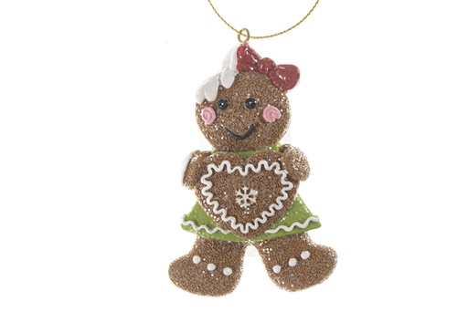 [120478] Gingerbread cookie resin pendant with heart