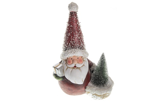 [120509] Figura terracota papa Noel con gorro nevado y pino surtido