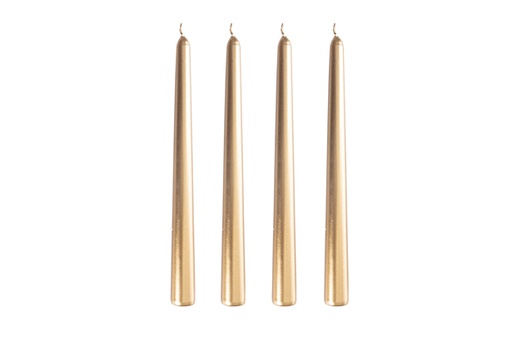 [120609] 4 bougies candélabres dorées 20cm