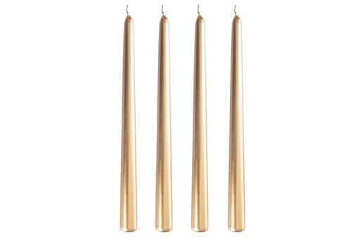 [120616] 4 gold candelabra candles 25cm