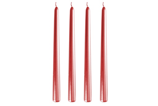 [120621] 4 bougies candélabres rouges 25cm