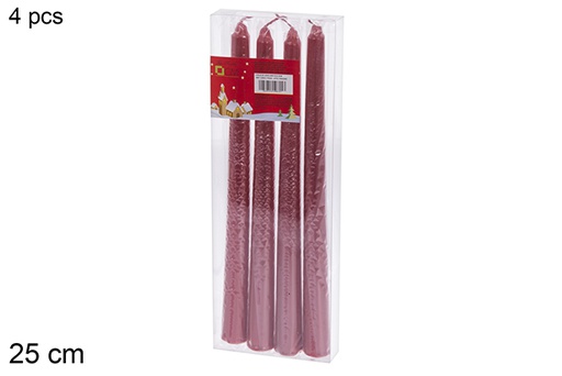 [120621] Pack 4 velas de candelabro roja 25 cm