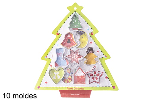 [120695] Pack 10 moldes acero repostería navideño