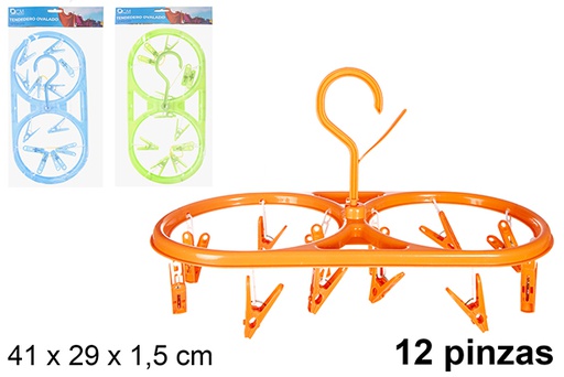 [120710] Varal de plástico oval com 12 clipes