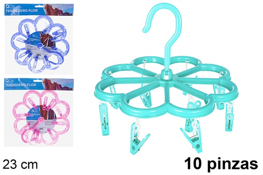 [120711] Flower shaped plastic clothesline with 10 clips