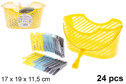[120712] Cestino con 24 clips in plastica colorata