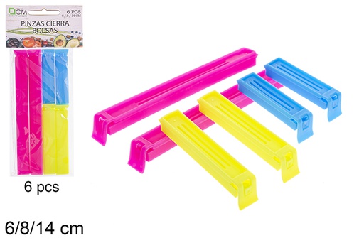 [120718] Pack 6 clip in plastica per chiudere sacchetti 6/8/14 cm