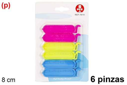 [120719] Pack 6 clips in plastica per chiudere sacchetti 8 cm