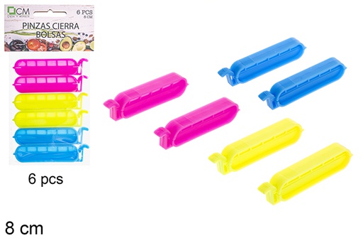 [120719] Pack 6 plastic clips to close bags 8 cm