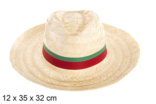 [120736] Two-tone Basic straw hat with Portugal ribbon