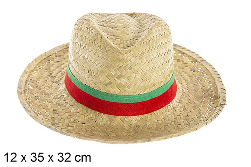 [120737] Two-tone Basic straw hat with Portugal ribbon