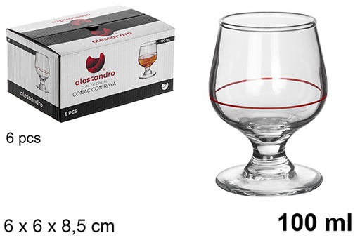 [120740] Bicchiere da cognac in cristallo con riga 100 ml