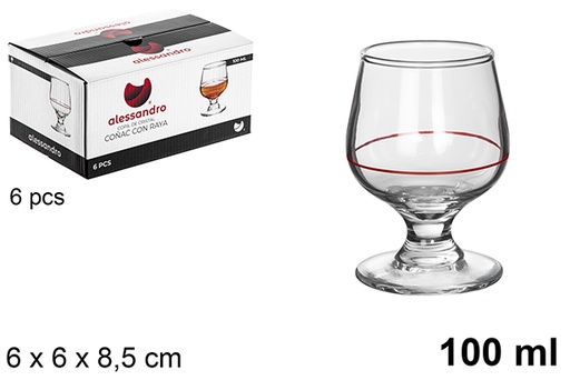 [120740] Verre en cristal de Cognac avec rayure 100 ml