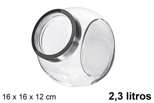 [120806] Pot en verre avec couvercle transparent 2,3 litres
