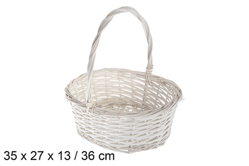 [120814] White oval wicker baskets 35x27x13 cm