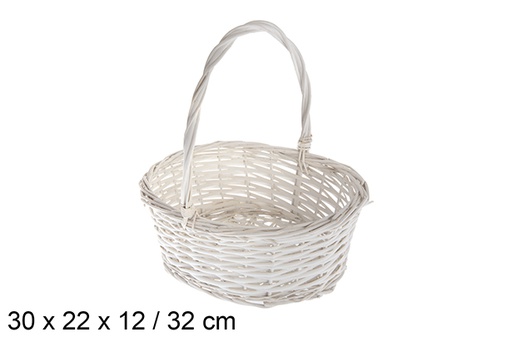 [120815] White oval wicker baskets 30x22x12 cm