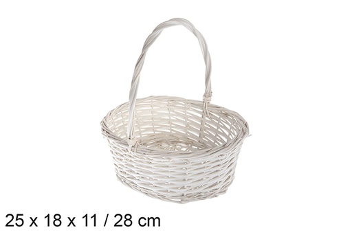 [120816] White oval wicker baskets 27x18x11 cm