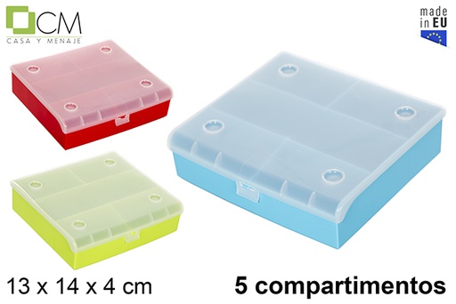 [120821] Boîte à outils en plastique 5 compartiments couleurs assorties