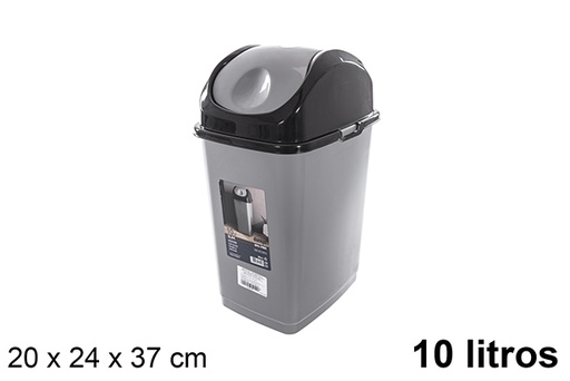 [120830] Poubelle Slim noir/gris à couvercle basculant 10 l.