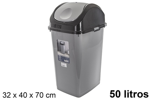 [120833] Slim black/gray swing lid bin 50 l.