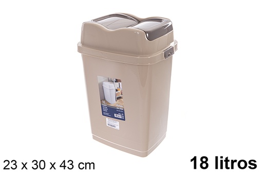 [120838] Papelera con tapa basculante Easy beige 18 l.