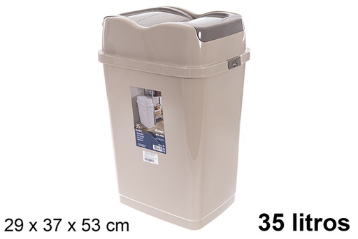 [120839] Easy trash can with tilting lid beige 35 l.