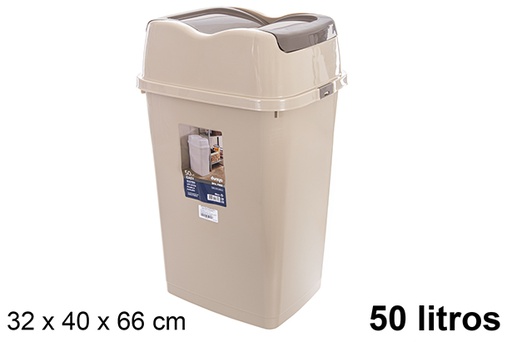 [120841] Pattumiera Easy beige con coperchio ribaltabile 50 l.