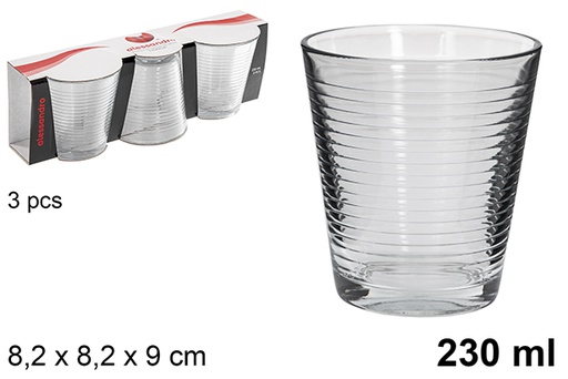 [120845] Pack 3 verres à eau en verre Lisboa 230 ml