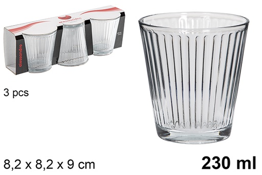 [120846] Pack 3 Rayas glass water glasses 230 ml