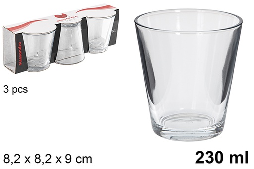 [120848] Pack 3 verres à eau en verre Conique 230 ml